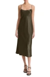 Vince Maxi Bias Slip Dress In Olive Branch