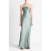 Vince Strapless Maxi Dress Clay Sage In Green