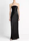 Vince Satin Strapless Maxi Dress In Black In Black