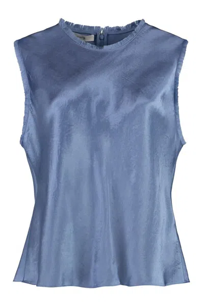 Vince Satin Tank Top In Blue
