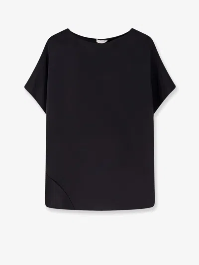 Vince Satin-finish Short-sleeve Top In Black