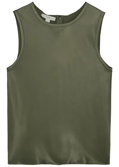 Vince Satin Top In Green