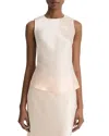 Vince Asymmetric Drape Cap-sleeve Blouse In Lychee