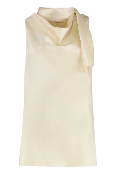 Vince Sleeveless Scarf Satin Top In Neutral