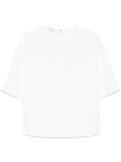 Vince Satin-trim Crepe Blouse In White