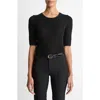 Vince Satin Trim Wool Top In Black