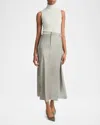 Vince Satin Trouser A-line Skirt In Smoky Green In Green