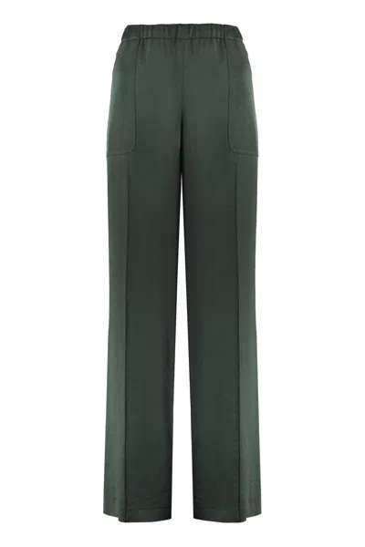 Vince Satin Trousers In Green