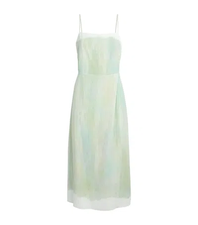 VINCE SATIN WATERCOLOUR MIDI DRESS