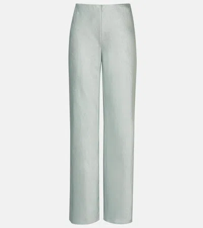 Vince Satin Wide-leg Pants In Green