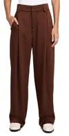 VINCE SATIN WIDE LEG TROUSERS DARK ROSEWOOD