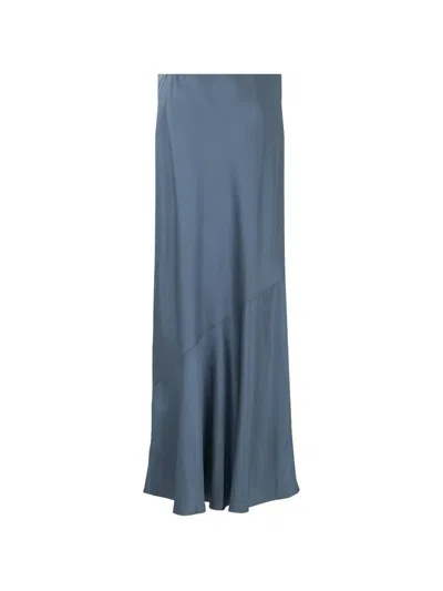 Vince Satin-finish Asymmetric-seam Skirt In Blue