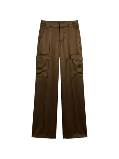 Vince Satin-finish Trousers In Brown