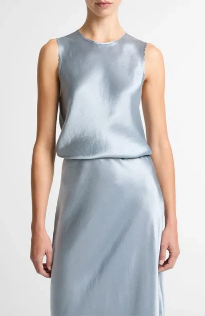 Vince Scallop Trim Sleeveless Sheel In Blue