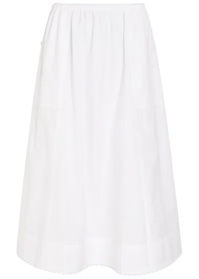 Vince Scallop Elasticated-waistband Scalloped-hem Midi Skirt In White