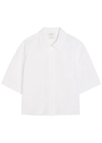 Vince Scalloped Detail Cotton Shirt In White