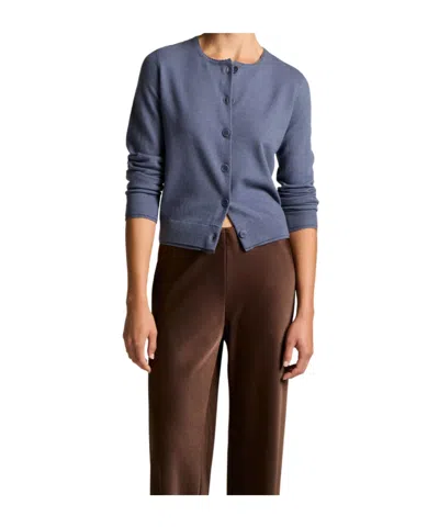 Vince Scallop-trim Wool  Cashmere-blend Cardigan In Blue