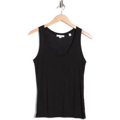 Vince Scoop Neck Cotton Blend Tank In Black