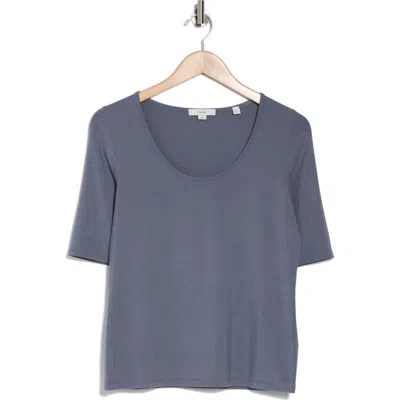 Vince Scoop Neck Elbow Sleeve T-shirt In Iris Water