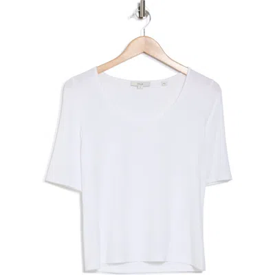 Vince Scoop Neck Elbow Sleeve T-shirt In Off White