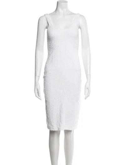 Pre-owned Vince Scoop Neck Knee-length Dress In White