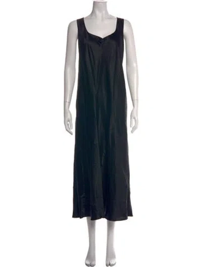 Pre-owned Vince Scoop Neck Long Dress In Black