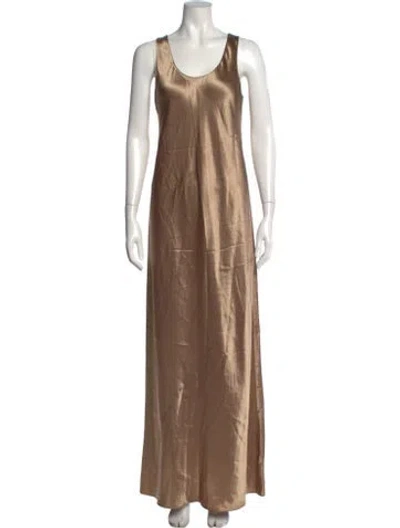 Pre-owned Vince Scoop Neck Long Dress In Gold