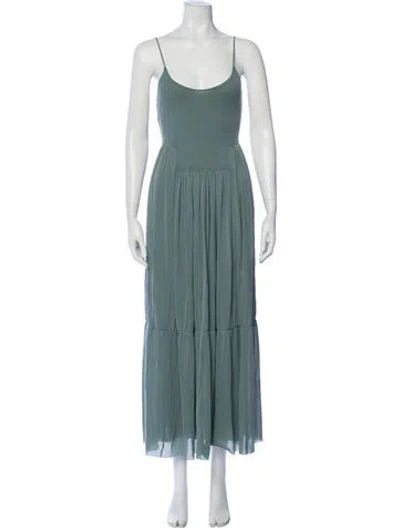 Pre-owned Vince Scoop Neck Long Dress In Green