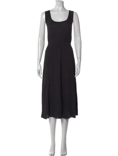 Pre-owned Vince Scoop Neck Midi Length Dress In Black