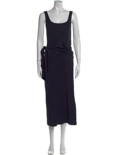 Pre-owned Vince Scoop Neck Midi Length Dress In Black