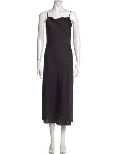 Pre-owned Vince Scoop Neck Midi Length Dress In Black