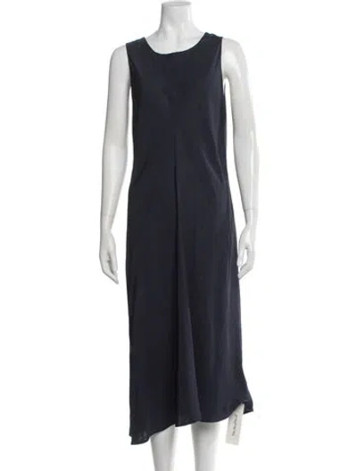 Pre-owned Vince Scoop Neck Midi Length Dress In Blue