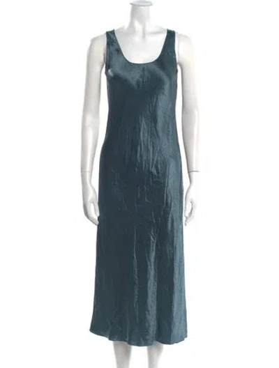 Pre-owned Vince Scoop Neck Midi Length Dress In Blue