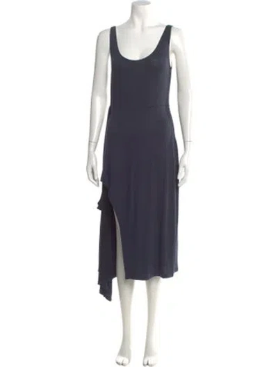 Pre-owned Vince Scoop Neck Midi Length Dress In Blue