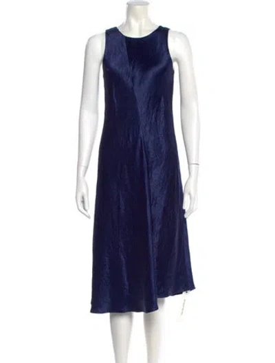 Pre-owned Vince Scoop Neck Midi Length Dress In Blue