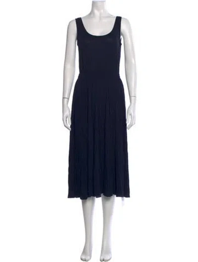 Pre-owned Vince Scoop Neck Midi Length Dress In Blue