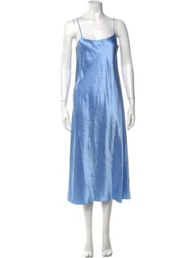 Pre-owned Vince Scoop Neck Midi Length Dress In Blue