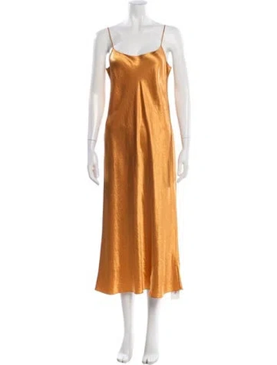 Pre-owned Vince Scoop Neck Midi Length Dress In Gold