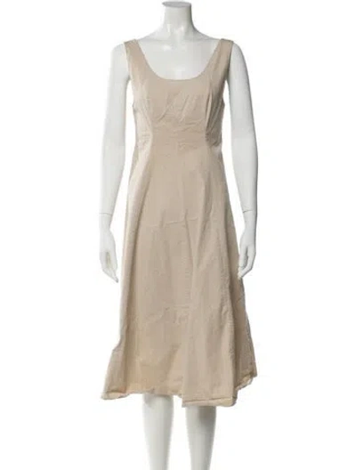 Pre-owned Vince Scoop Neck Midi Length Dress In Green