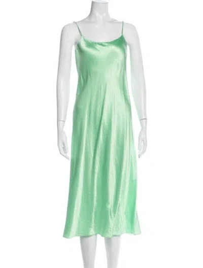 Pre-owned Vince Scoop Neck Midi Length Dress In Green