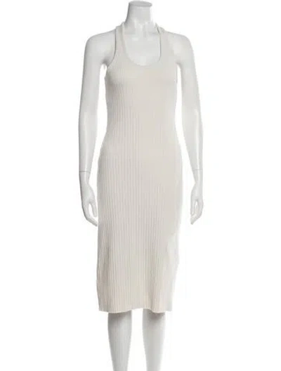 Pre-owned Vince Scoop Neck Midi Length Dress In Neutral