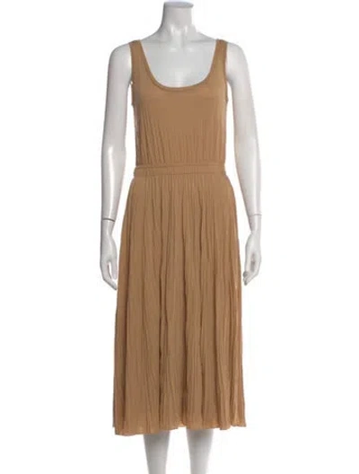 Pre-owned Vince Scoop Neck Midi Length Dress In Neutral