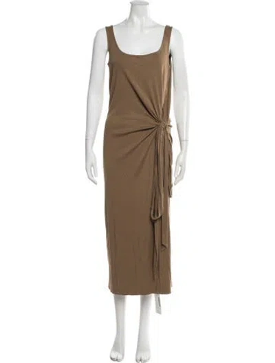 Pre-owned Vince Scoop Neck Midi Length Dress In Neutrals