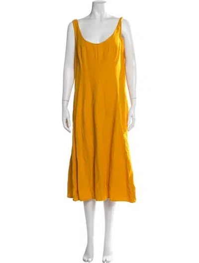 Pre-owned Vince Scoop Neck Midi Length Dress In Orange