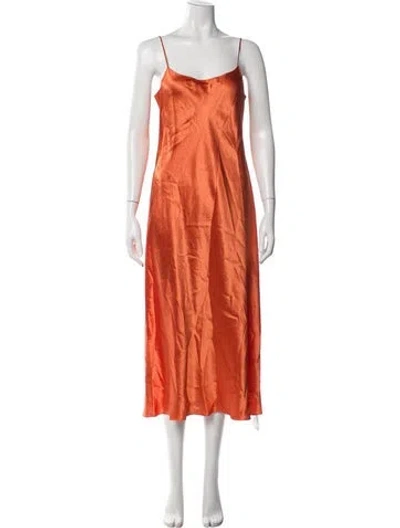 Pre-owned Vince Scoop Neck Midi Length Dress In Orange