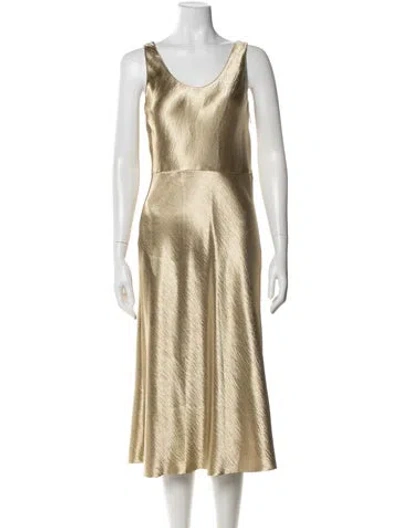 Pre-owned Vince Scoop Neck Midi Length Dress In Silver