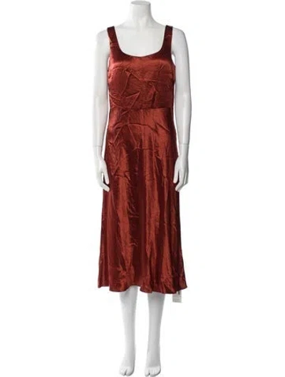 Pre-owned Vince Scoop Neck Midi Length Dress W/ Tags In Brown