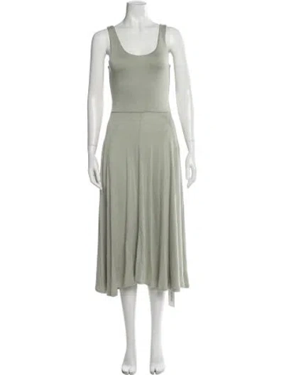 Pre-owned Vince Scoop Neck Midi Length Dress W/ Tags In Green