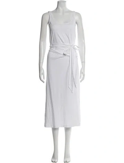 Pre-owned Vince Scoop Neck Midi Length Dress In White