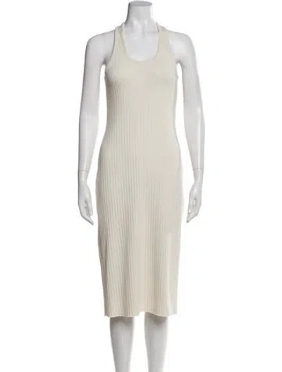 Pre-owned Vince Scoop Neck Midi Length Dress In White
